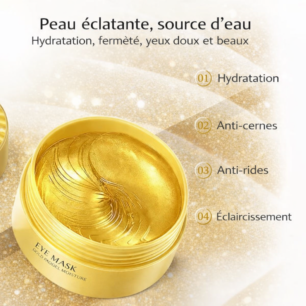 Patchs Yeux Collagène & Or 24K – Hydratation Intense & Anti-Cernes (60 Patchs)